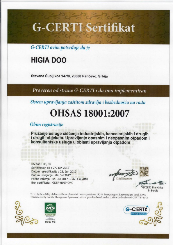 OHSAS 18001 HIGIA